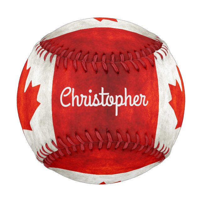Personalised Vintage Canadian Flag Baseball (Front)