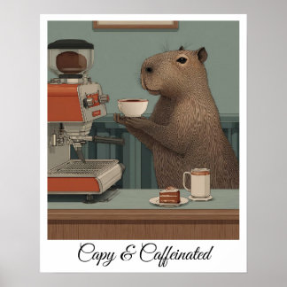 Personalised Vintage Capybara Coffee Shop Print