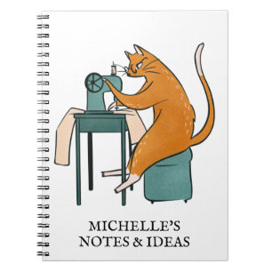 Personalised Vintage Cat Sewing Notebook