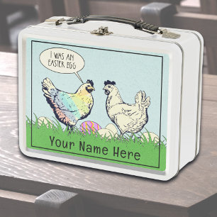 Personalised Vintage Chickens Metal Lunchbox