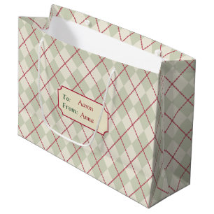 Personalised Vintage Christmas Argyle Gift Bag