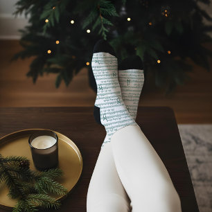 Personalised Vintage Christmas Carol Music Note Socks