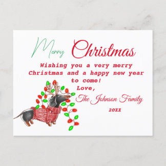Personalised Vintage Christmas Doxie Postcard