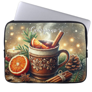 Personalised Vintage Christmas Market Mulled Wine Laptop Sleeve