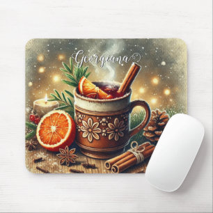 Personalised Vintage Christmas Market Mulled Wine Mouse Pad