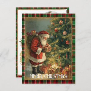 Personalised Vintage Christmas Photo Santa Classic Holiday Postcard