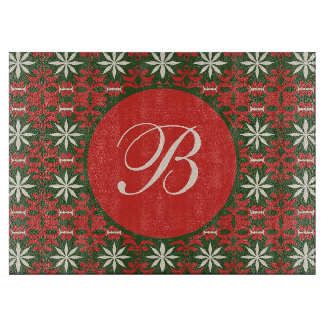 Personalised Vintage Christmas/winter patterned   Cutting Board (Front)