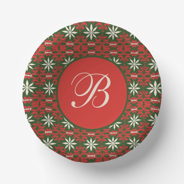 Personalised Vintage Christmas/winter patterned   Paper Plate (Front)
