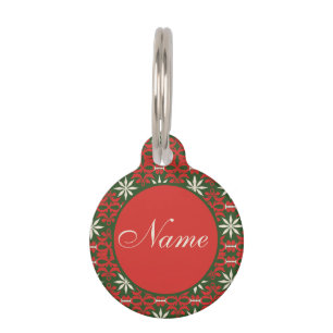 Personalised Vintage Christmas/winter patterned Pet Tag