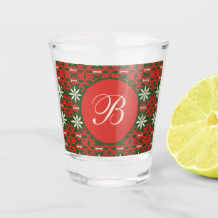 Personalised Vintage Christmas/winter patterned Shot Glass