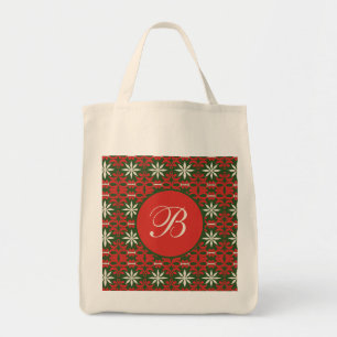 Personalised Vintage Christmas/winter patterned Tote Bag