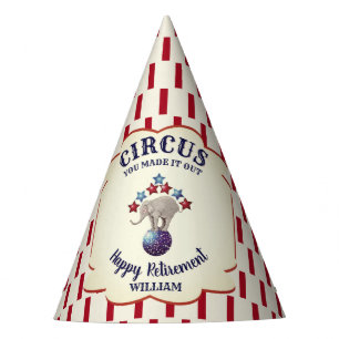 Personalised Vintage Circus Elephant Retirement Party Hat