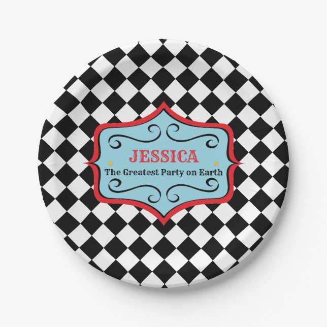 Personalised Vintage Circus Party Plates (Front)