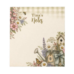 Personalised Vintage Cottage Garden Floral Notepad