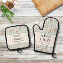 Personalised Vintage Country Blue Gingham Floral
