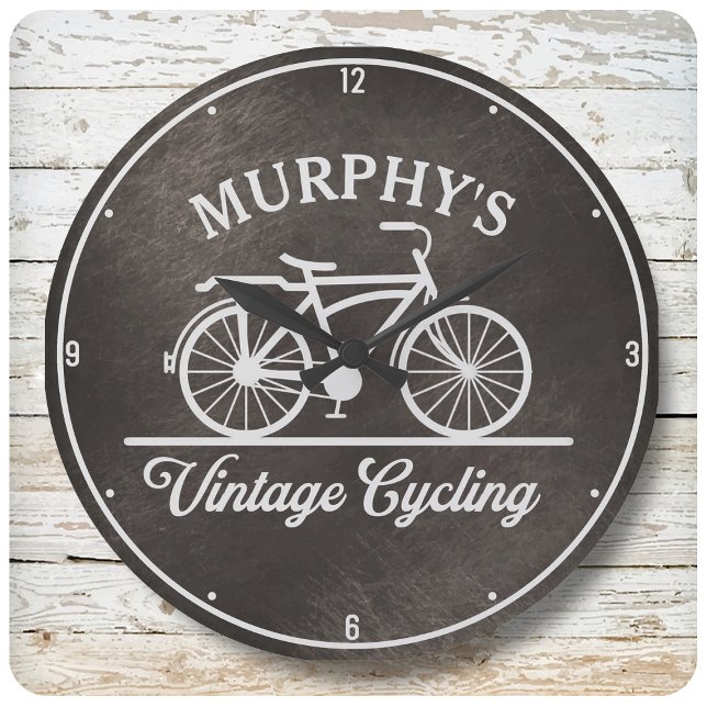 Personalised Vintage Cycling Retro Bicycle  Large Clock (Creator Uploaded)