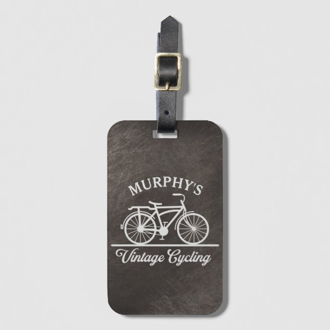 Personalised Vintage Cycling Retro Bicycle Luggage Tag (Front Vertical)