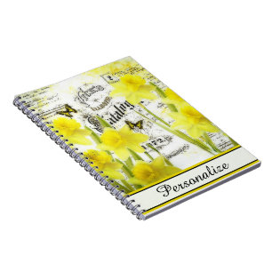 Personalised Vintage daffodils Notebook