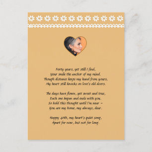 Personalised Vintage Daisy 40th Anniversary Postcard