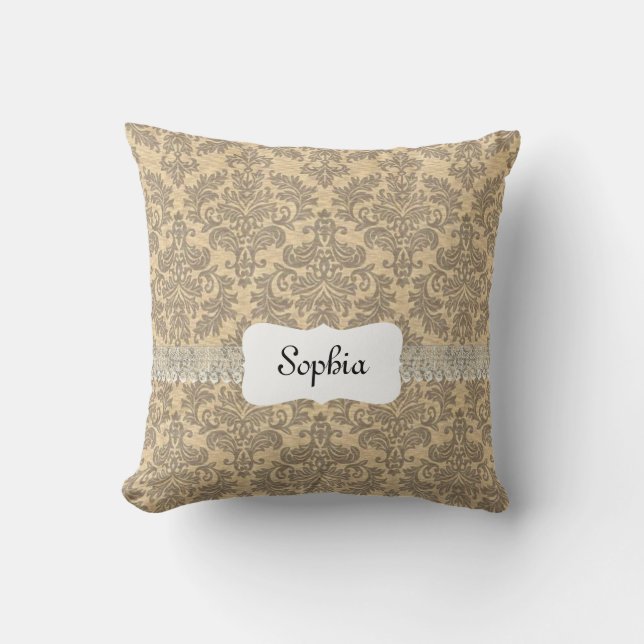 Personalised Vintage Damask Cushion (Front)
