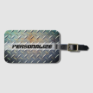 Personalised Vintage Diamond Plate Steel Luggage Tag
