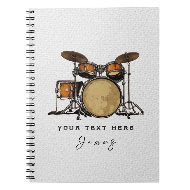 Personalised Vintage Drum Set Music Drummer    Not Notebook (Front)
