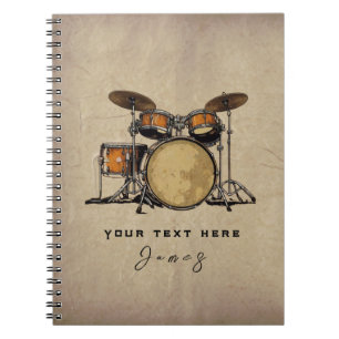 Personalised Vintage Drum Set Music Drummer Not Notebook