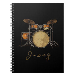 Personalised Vintage Drum Set Music Drummer Notebook