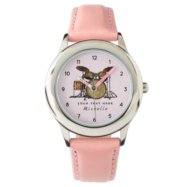 Personalised Vintage Drum Set Music Drummer  Watch (Front)