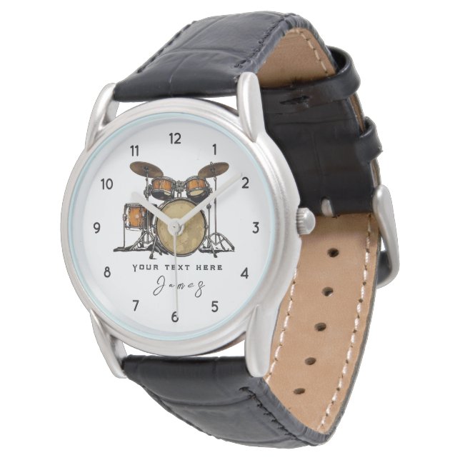 Personalised Vintage Drum Set Music Drummer  Watch (Angled)