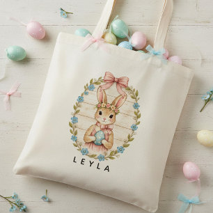 Personalised Vintage Easter Bunny Pastel Tote Bag