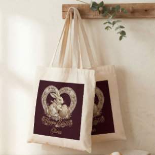 Personalised Vintage Easter Bunny Tote Bag 