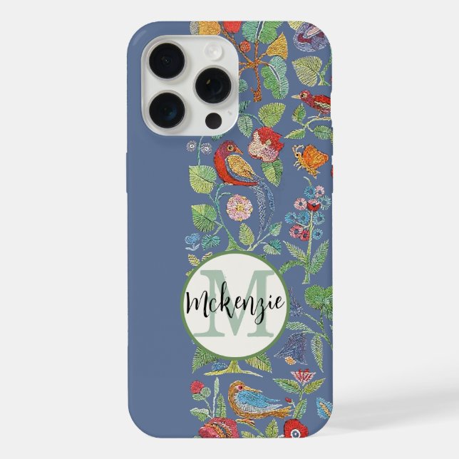 Personalised Vintage Embroidered Pattern iPhone Case (Back)