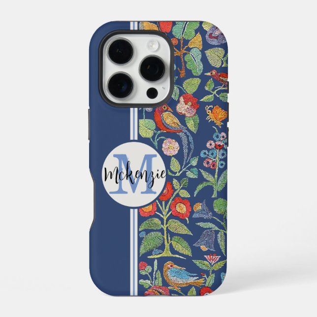 Personalised Vintage Embroidered Pattern iPhone Case (Back)