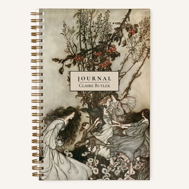 Personalised Vintage Fairies Art Dotted Journal (Front)