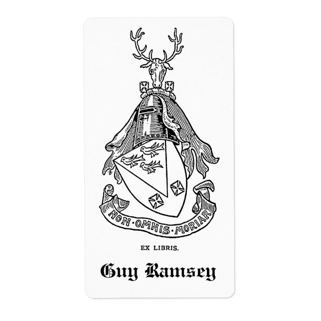 Personalised Vintage Family Crest Bookplate (Front)