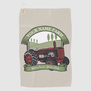 Personalised Vintage Farm Tractor Country Farmer Golf Towel