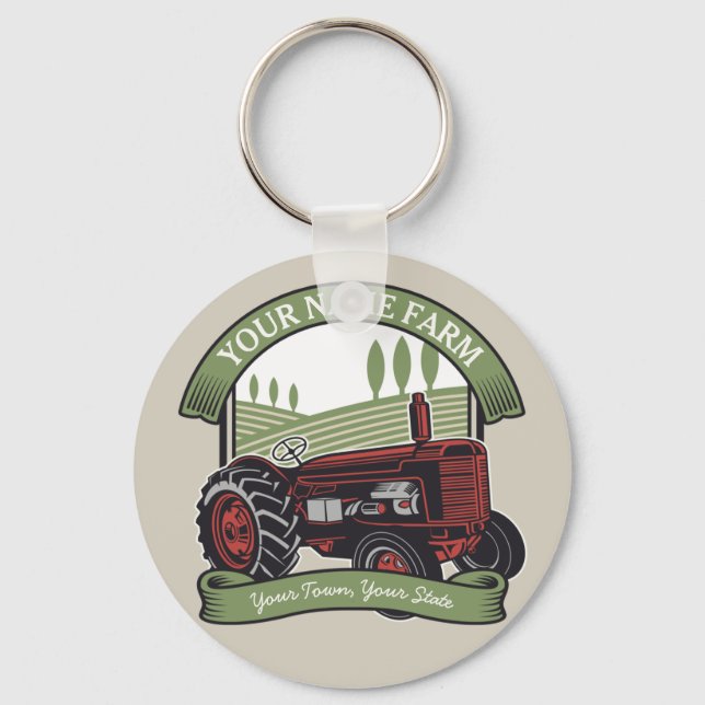 Personalised Vintage Farm Tractor Country Farmer  Key Ring (Front)
