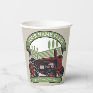 Personalised Vintage Farm Tractor Country Farmer  Paper Cups