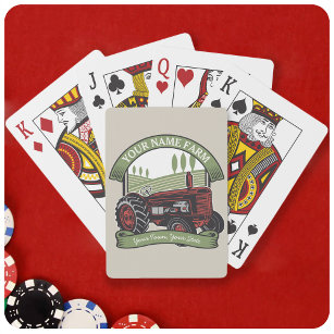 Personalised Vintage Farm Tractor Country Farmer Playing Cards