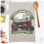 Personalised Vintage Farm Tractor Country Farmer  Tea Towel<br><div class="desc">Personalised Vintage Farm Tractor Country Farmer Family Farm - Rolling Hills,  Harvest Fields and Trees,  Cattle Dairy Cows - Customise with your Name or Custom Text!</div>