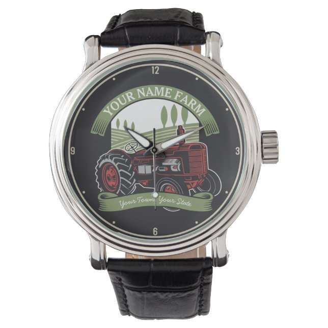 Personalised Vintage Farm Tractor Country Farmer Watch (Front)