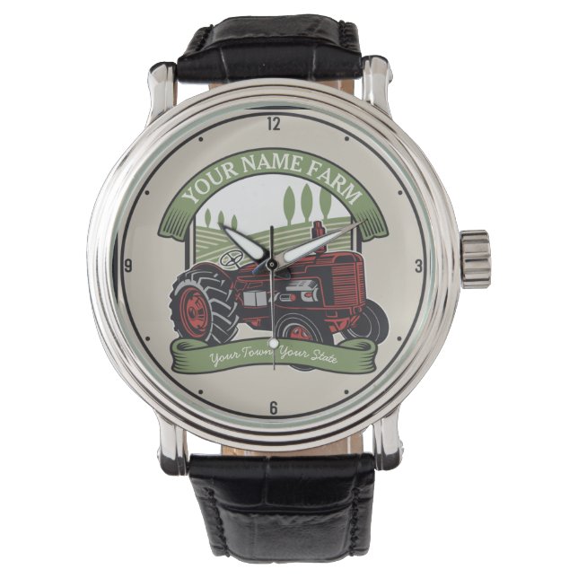 Personalised Vintage Farm Tractor Country Farmer  Watch (Front)