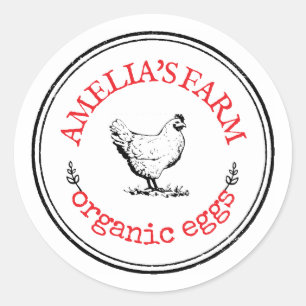 Personalised Vintage Farmhouse Chicken Egg Classic Round Sticker
