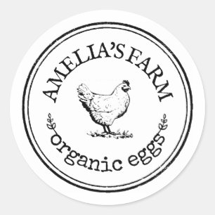Personalised Vintage Farmhouse Chicken Egg Classic Round Sticker