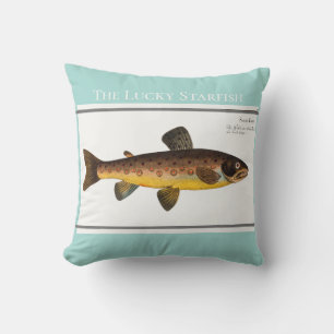 Personalised Vintage Fishing Trout Watercolor Cushion