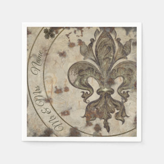 Personalised vintage fleur de lis napkin