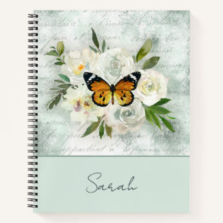 Personalised Vintage Floral Butterfly Notebook