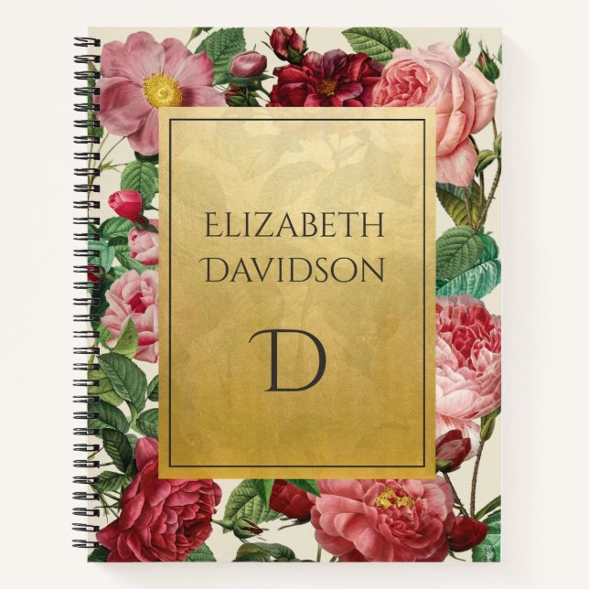 Personalised Vintage Floral Elegance Notebook (Front)