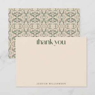 Personalised Vintage Floral Green Bridal Shower Thank You Card